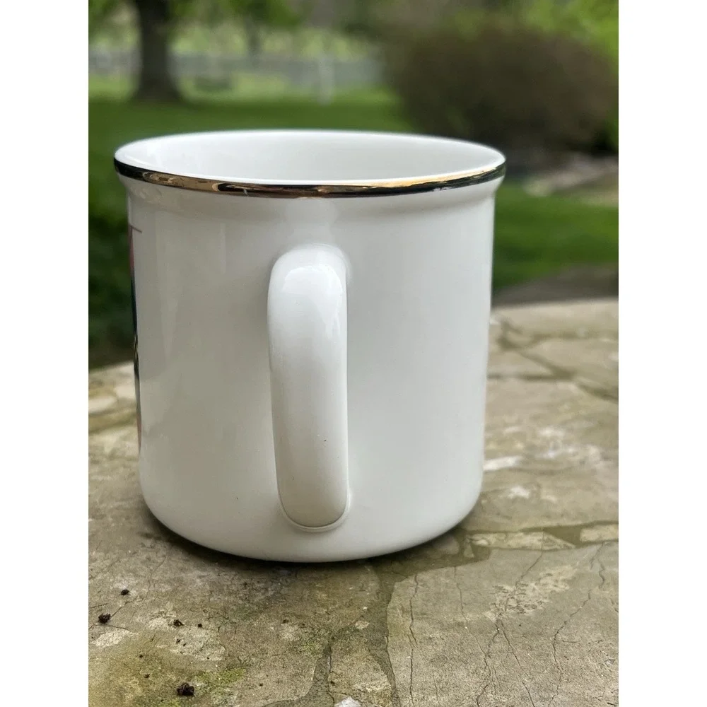 Pottery Barn Stewart Plaid Alphabet Stoneware Mug Featuring the Letter 